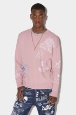 Dsquared2 Iconic Scribbles Round Neck Sweater D2 PINK