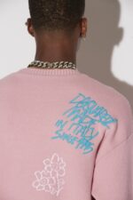 Dsquared2 Iconic Scribbles Round Neck Sweater D2 PINK - Image 4