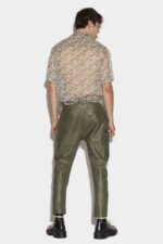 Dsquared2 Iconic Scruffed Leather Combat Trousers BEIGE/MILITARY GREEN - Image 2