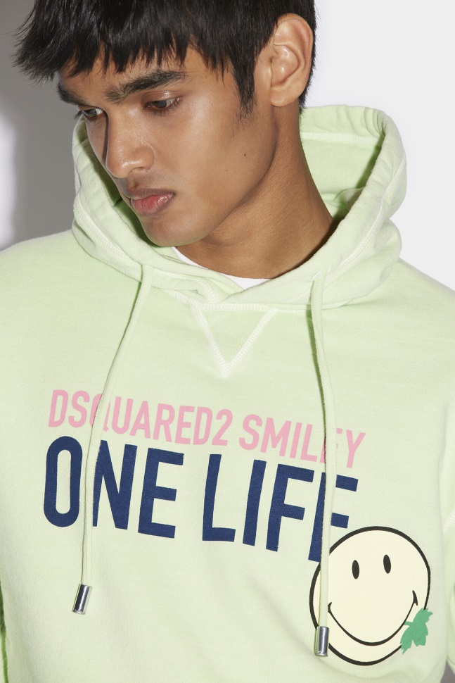 Dsquared2 Iconic Smiley Organic Cotton Cool Fit Sweatshirt D2 GREEN - Image 4