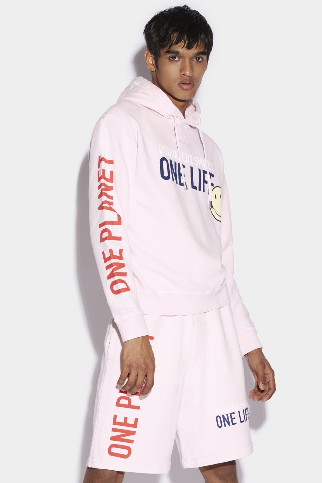 Dsquared2 Iconic Smiley Organic Cotton Cool Fit Sweatshirt D2 PINK - Image 3