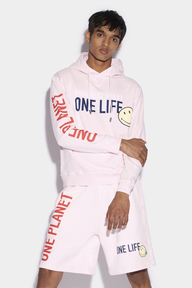 Dsquared2 Iconic Smiley Organic Cotton Cool Fit Sweatshirt D2 PINK - Image 1