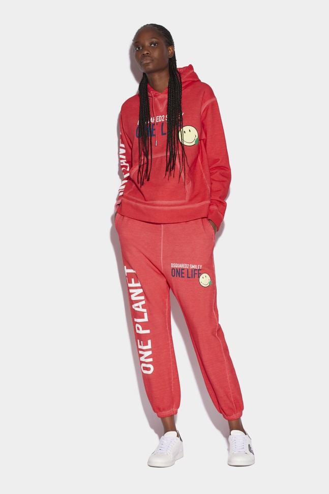 Dsquared2 Iconic Smiley Organic Cotton Cool Fit Sweatshirt RED D2 - Image 4