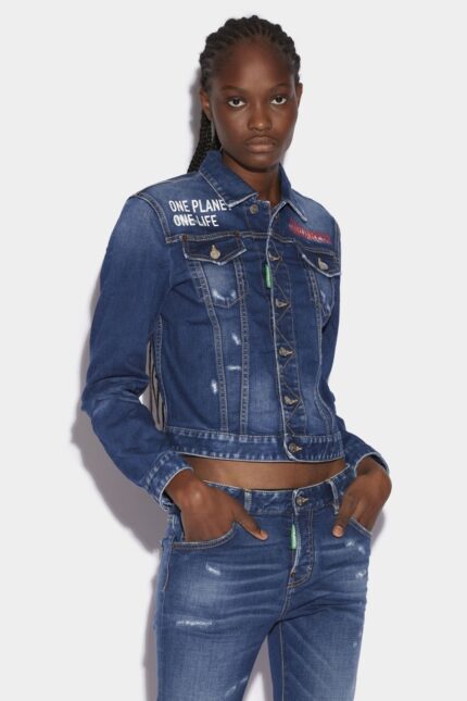 Dsquared2 Iconic Smiley Partially Organic Cotton Boyfriend Jacket