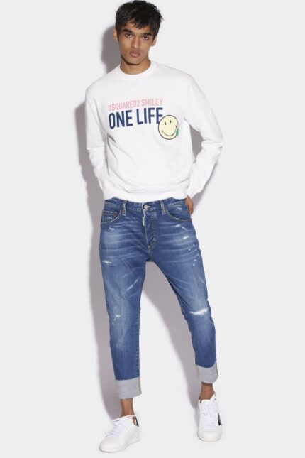 Dsquared2 Iconic Smiley Partially Organic Cotton Sailor Jeans