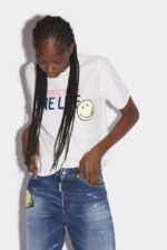 Dsquared2 Iconic Smiley Partially Recycled Cotton Renny Fit T-Shirt WHITE