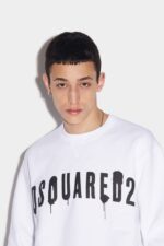 Dsquared2 Iconic Spray Logo Cool Sweater WHITE/BLACK - Image 3