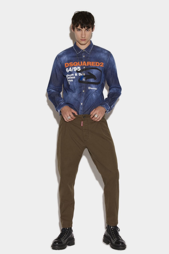 Dsquared2 Iconic Super Light New Dan Trousers WHITE/DARK MILITARY GREEN - Image 1