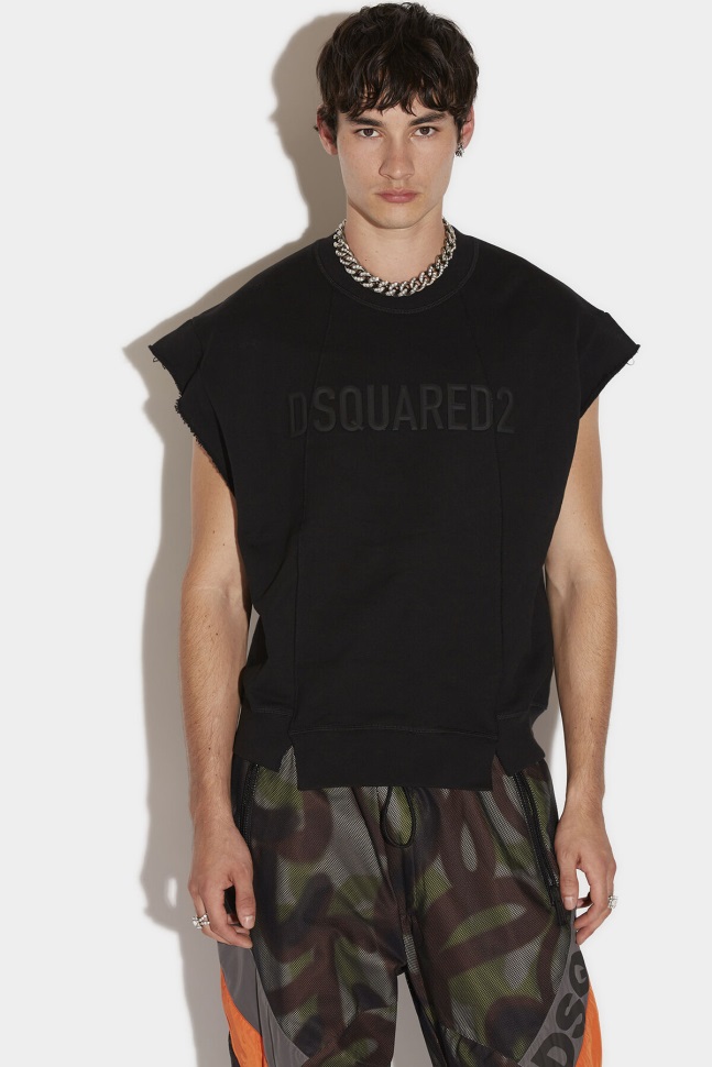 dsquared2_iconic_uneven_short_sleeve_sweatshirt.jpg Dsquared2 Iconic Uneven Short Sleeve Sweatshirt - Image 1
