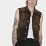 Dsquared2 Iconic Velvet Denim Vest SALMON/MILITARY GREEN
