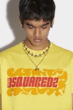 Dsquared2 Iconic Wave Logo Cigar T-Shirt WHITE/YELLOW - Image 3
