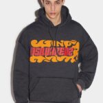 Dsquared2 Iconic Wave Logo Herca Hoodie SILVER LAKE/BLACK