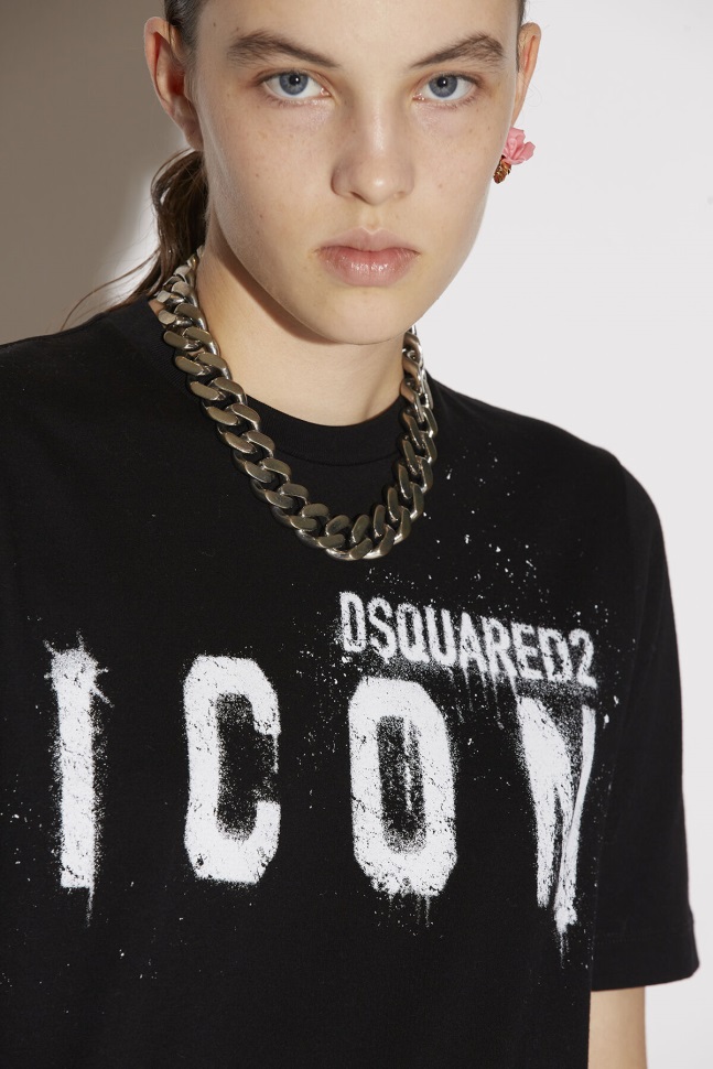 Dsquared2 Iconic WHITE/FANTASY Icon Spray Relax T-Shirt D2 WHITE - Image 3