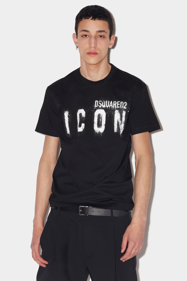 dsquared2_iconic_white_icon_spray_cool_t_shirt_d2.jpg Dsquared2 Iconic WHITE Icon Spray Cool T-Shirt D2 - Image 1