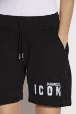 Dsquared2 Iconic WHITE Icon Spray Sweat Shorts - Image 3