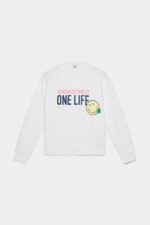 Dsquared2 Iconic WHITE/PINK Smiley Organic Cotton Cool Fit Sweatshirt D2 WHITE
