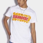 Dsquared2 Iconic WHITE Wave Logo Cigar T-Shirt