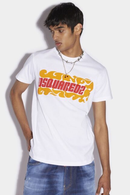 Dsquared2 Iconic WHITE Wave Logo Cigar T-Shirt