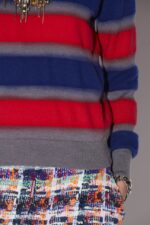 Dsquared2 New In Stripes V-Neck Sweater BLUE/FANTASY - Image 4