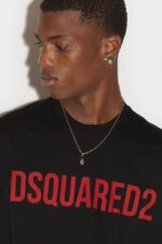 Dsquared2 Slouch T-Shirt WHITE/NAVY BLUE D2 - Image 3